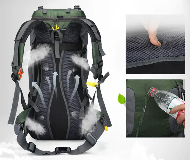 Plecak turystyczny 60L | Wodoodporny, pojemny | Do trekkingu i aktywności na świeżym powietrzu