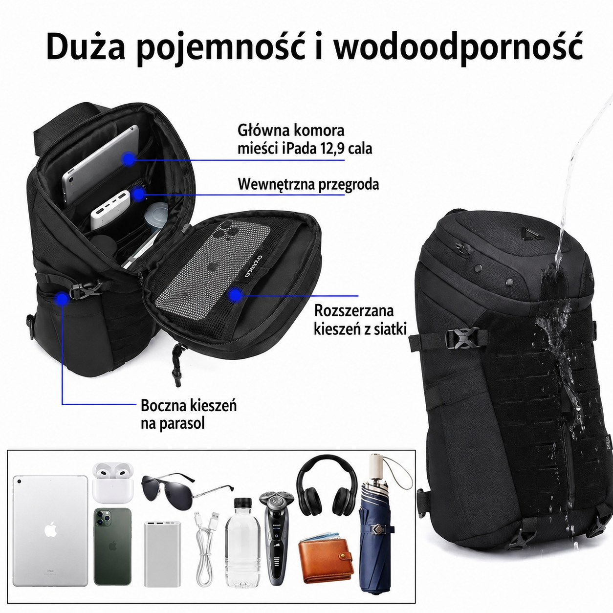 Torba antywłamaniowa | Crossbody wodoodporna z portem USB