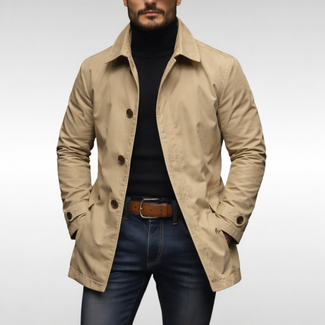 Płaszcz Męski | Prosta Krój, Stójka | Elegancki Styl
