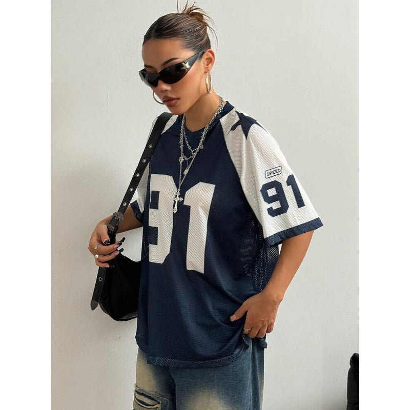 Koszulka Sportowa Oversized | Druk Numeryczny | Y2K Streetwear