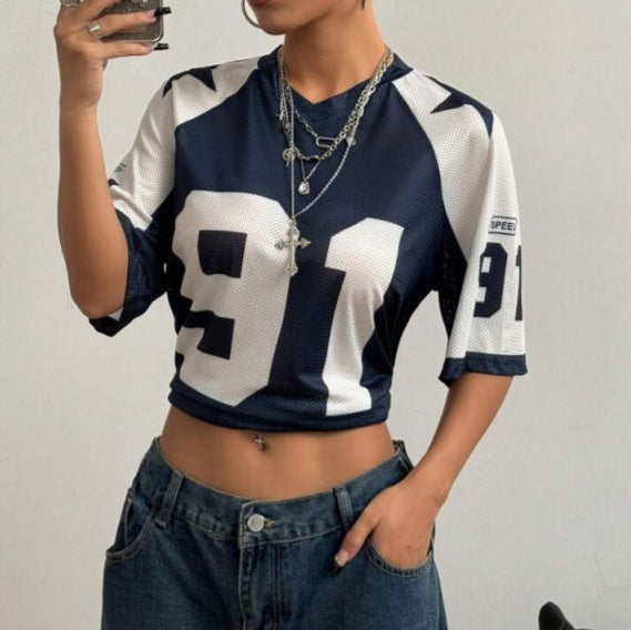 Koszulka Sportowa Oversized | Druk Numeryczny | Y2K Streetwear