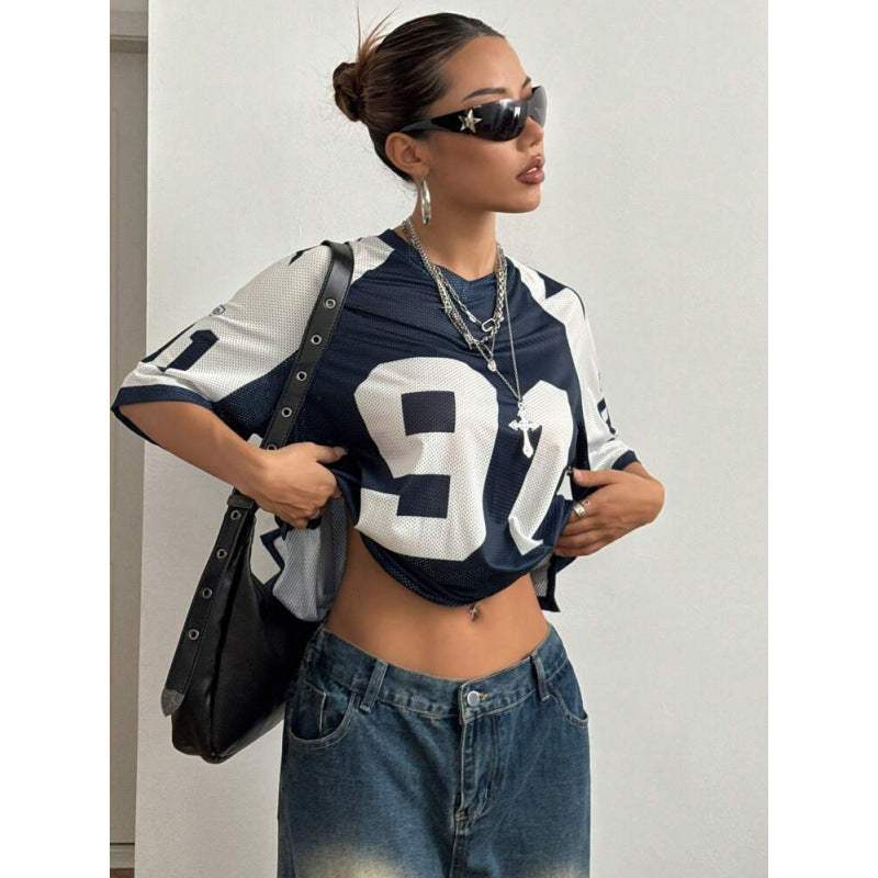 Koszulka Sportowa Oversized | Druk Numeryczny | Y2K Streetwear