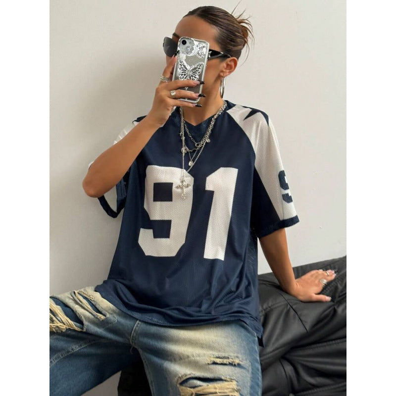 Koszulka Sportowa Oversized | Druk Numeryczny | Y2K Streetwear