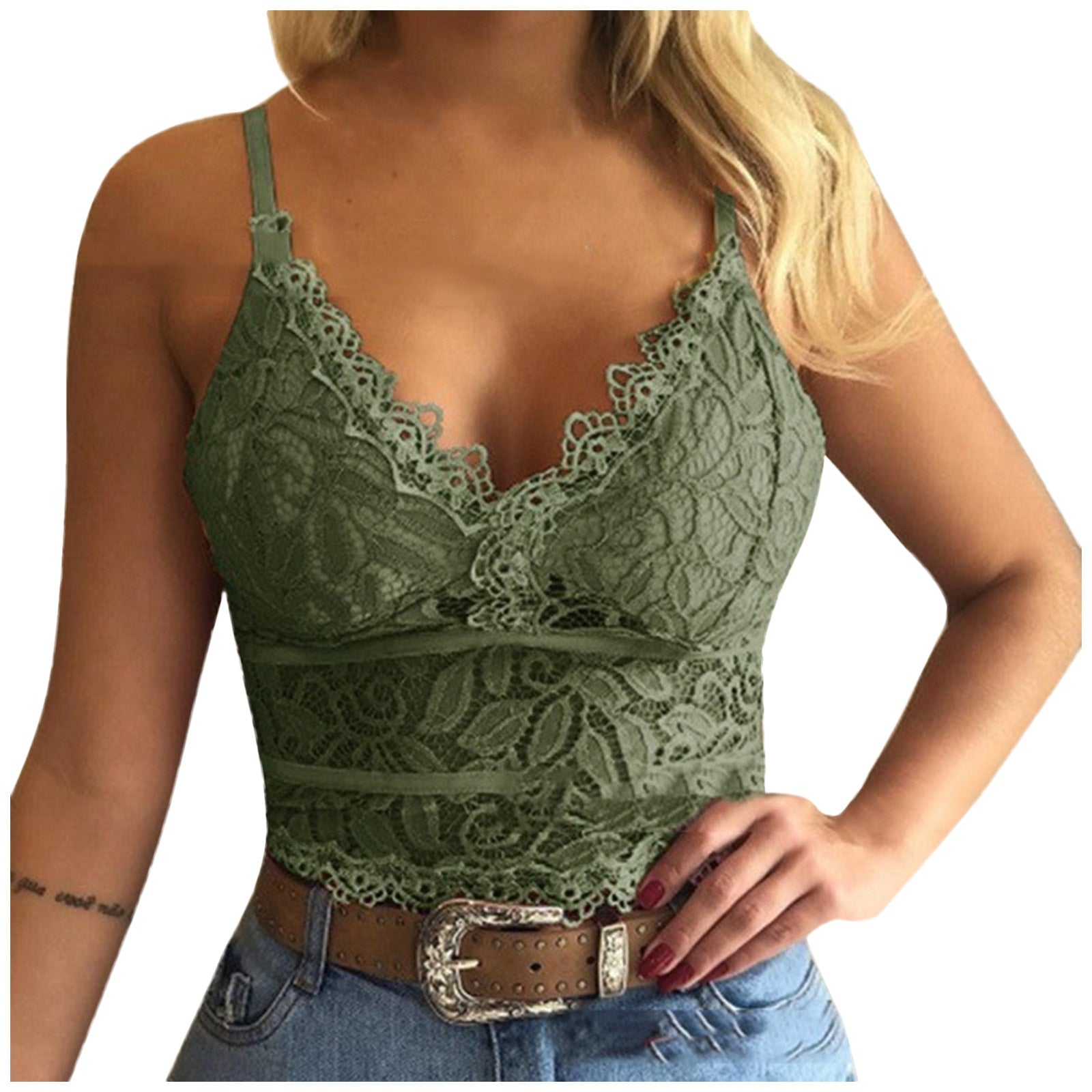 Koronkowy Biustonosz | Damski Crop Top, Regulowane Ramiączka | Miękki, Elastyczny