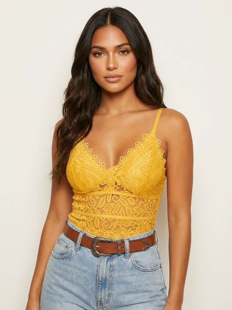 Koronkowy Biustonosz | Damski Crop Top, Regulowane Ramiączka | Miękki, Elastyczny