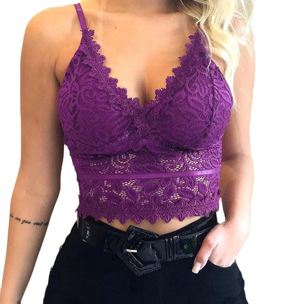 Koronkowy Biustonosz | Damski Crop Top, Regulowane Ramiączka | Miękki, Elastyczny