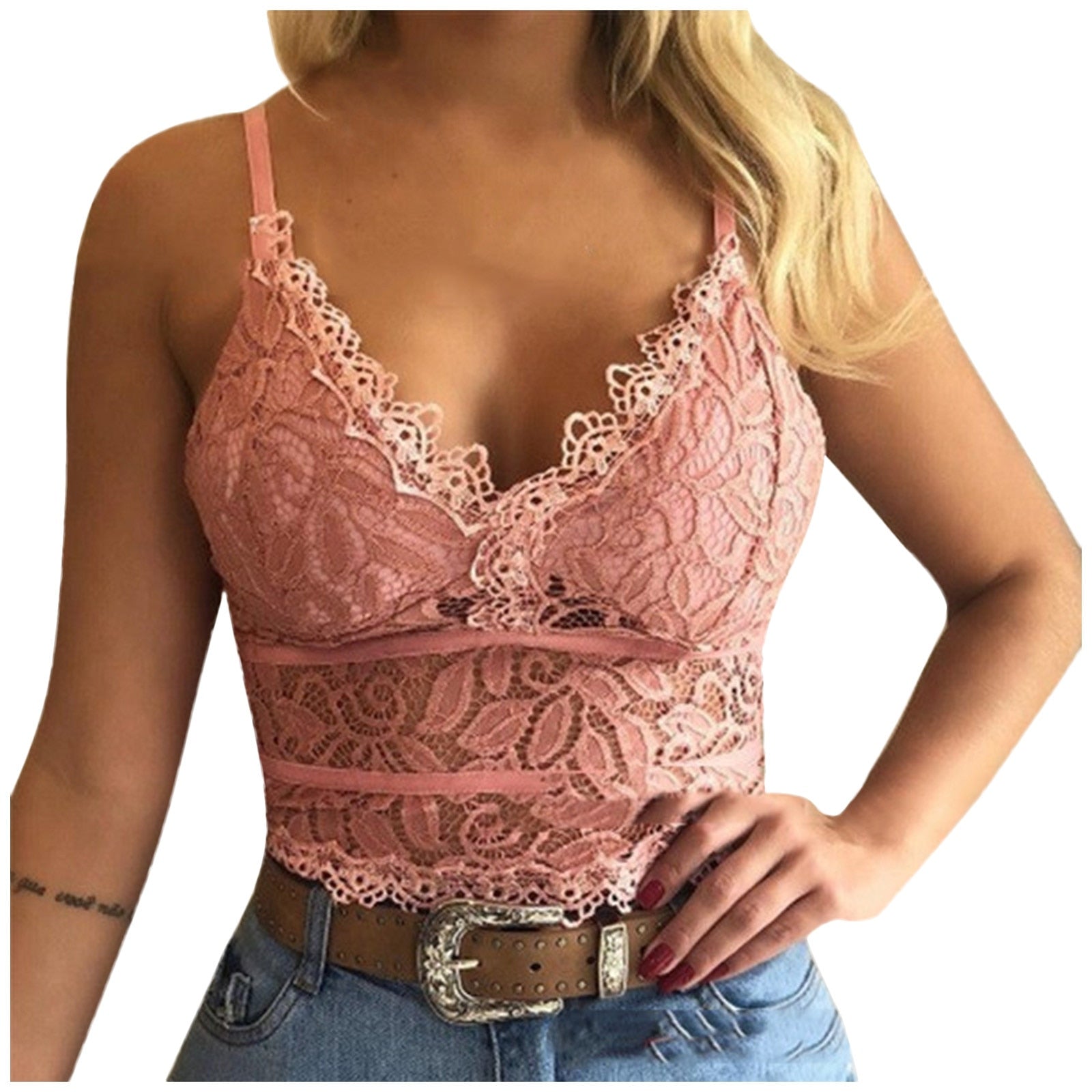 Koronkowy Biustonosz | Damski Crop Top, Regulowane Ramiączka | Miękki, Elastyczny