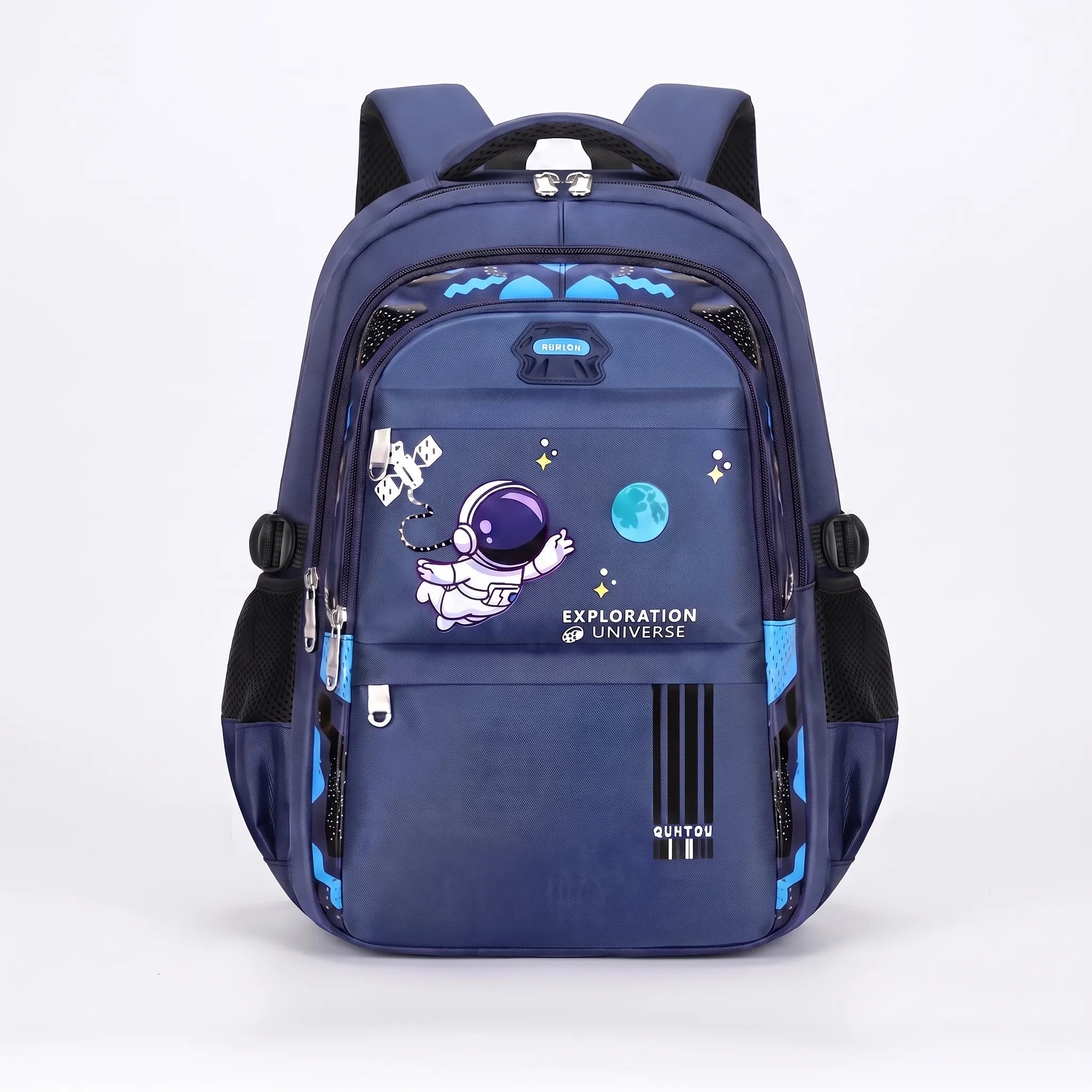 Plecak szkolny | Wiele kieszeni, motyw astronauty | 46 cm