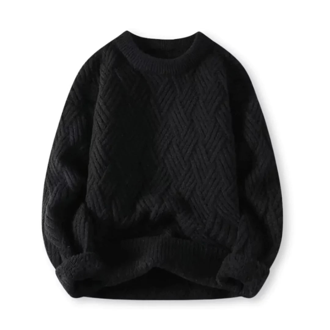Męski sweter w warkocze - mieszanka wełny - klasyczny - ciepły