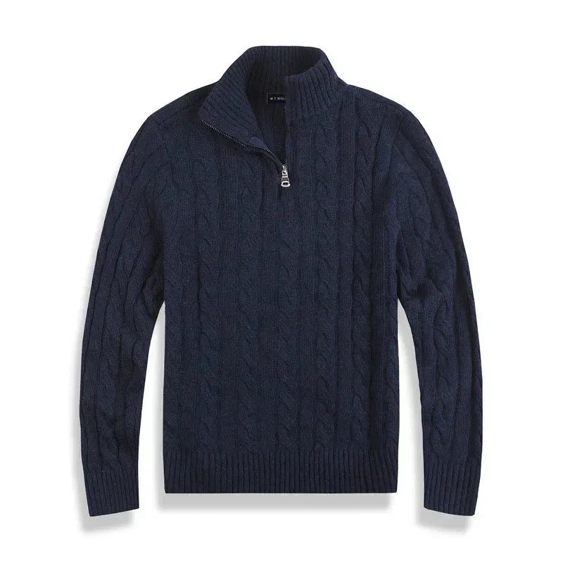 Męski Sweter Warkoczowy Półgolf Casual