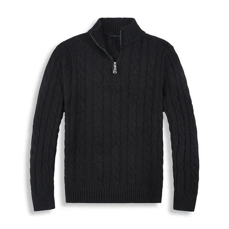 Męski Sweter Warkoczowy Półgolf Casual