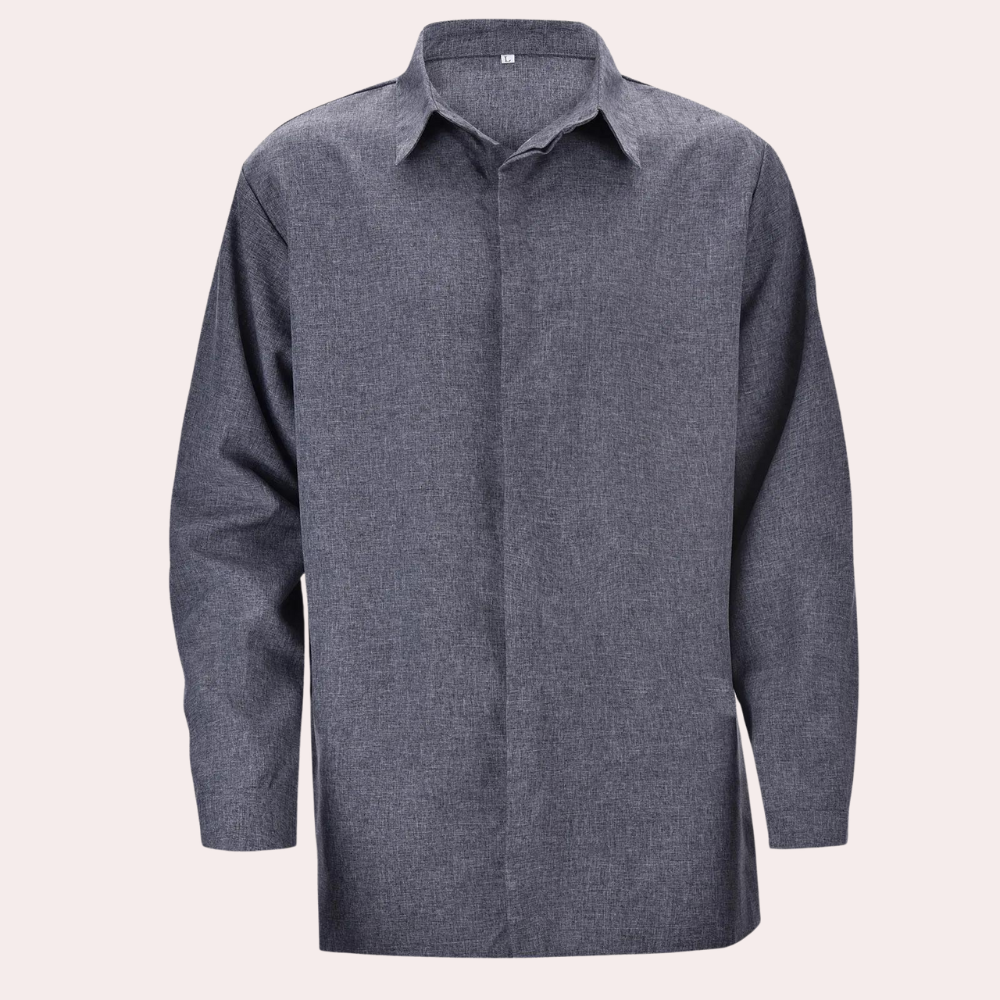 Koszula męska | Klasyczna, Długie rękawy | Wygląd lnu, Business Casual | Zapięcie na guziki
