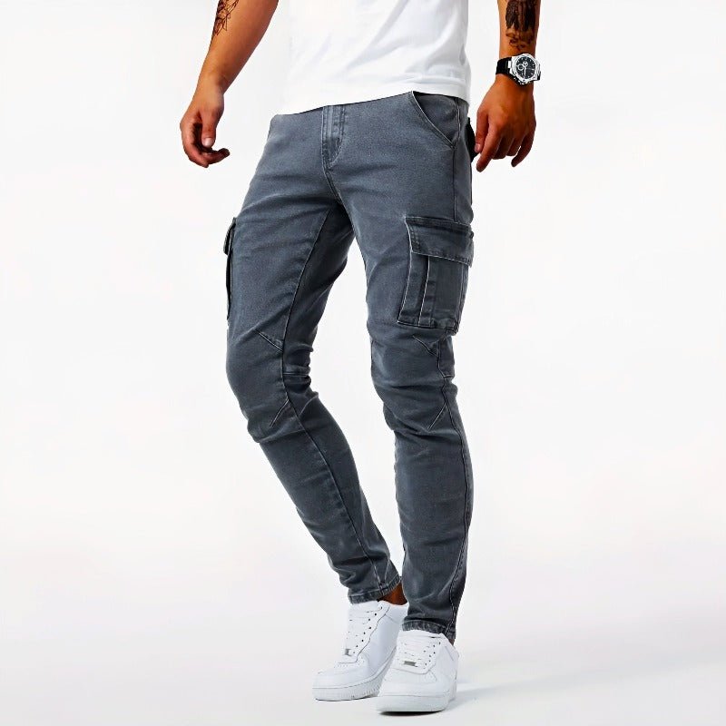 Thalia | Męskie Jeansowe Spodnie Cargo Slim Fit