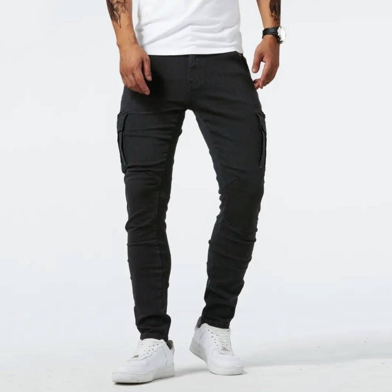 Thalia | Męskie Jeansowe Spodnie Cargo Slim Fit