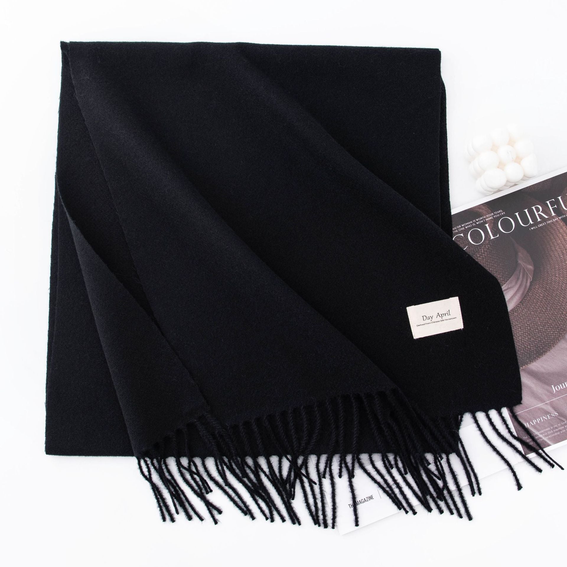 Damski szal | Ciepły, miękki i stylowy | Szal zimowy z frędzlami