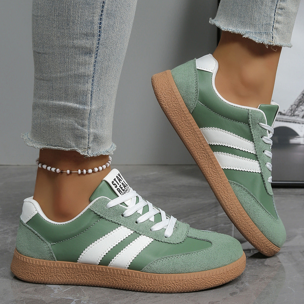 Damskie Sneakersy | Sportowy Design z Amortyzacją | Zielone, Czarno-Białe, Niebieskie