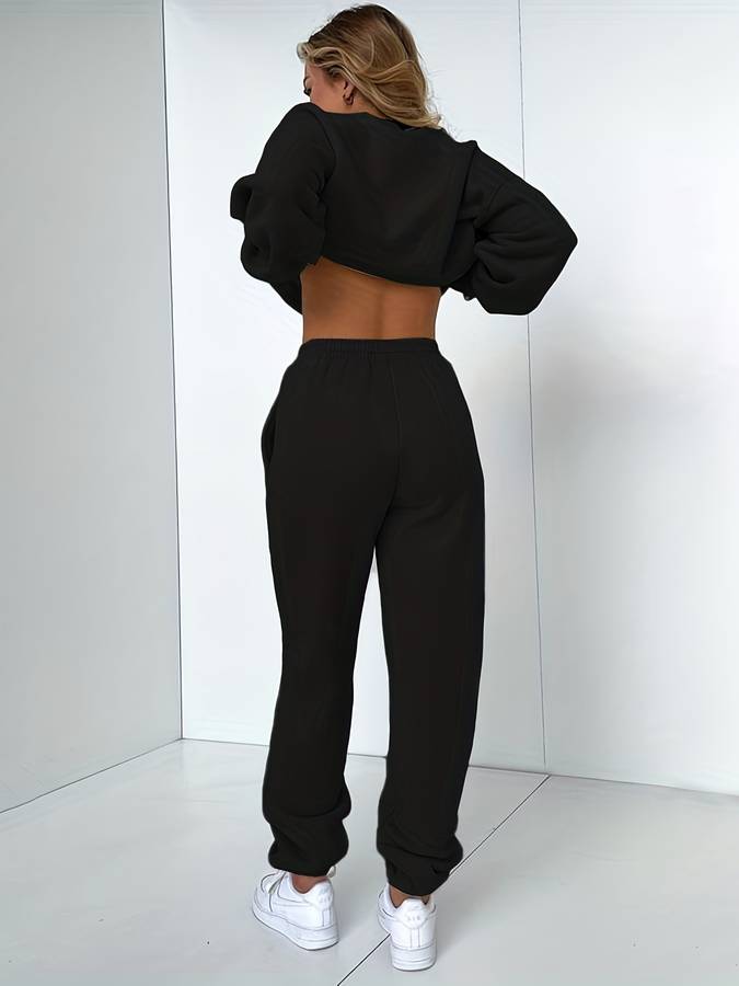 Oversized damski zestaw dresowy - z kapturem - spodnie baggy