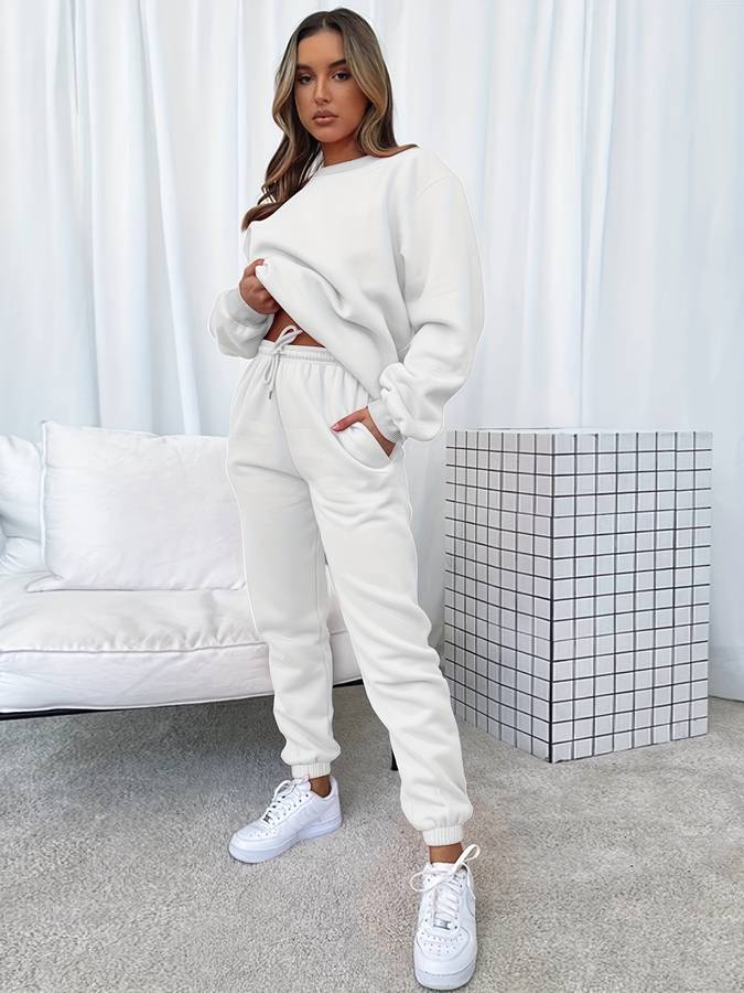 Oversized damski zestaw dresowy - z kapturem - spodnie baggy