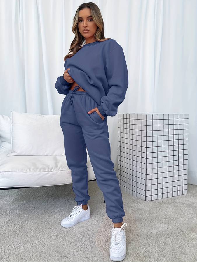 Oversized damski zestaw dresowy - z kapturem - spodnie baggy