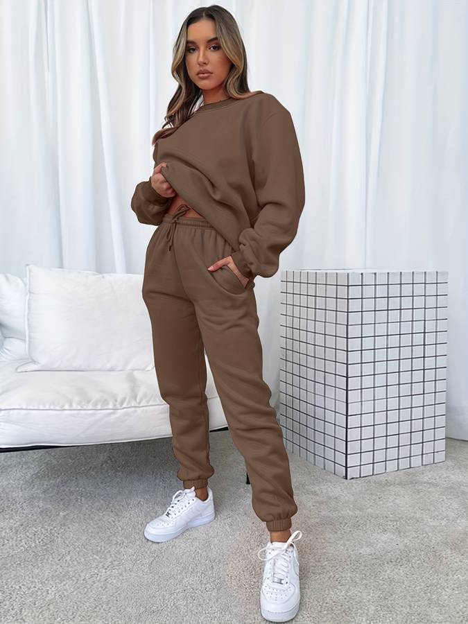 Oversized damski zestaw dresowy - z kapturem - spodnie baggy