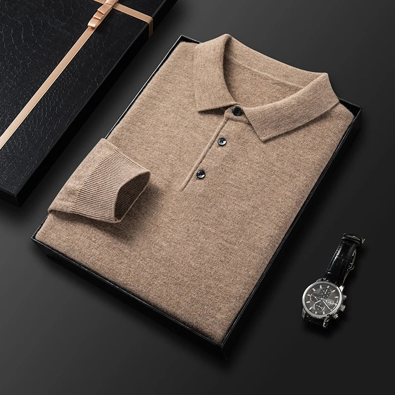 Męski sweter polo - wysokiej jakości - klasyczny - elegancki