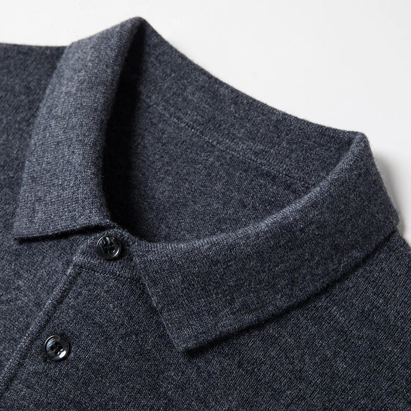 Męski sweter polo - wysokiej jakości - klasyczny - elegancki