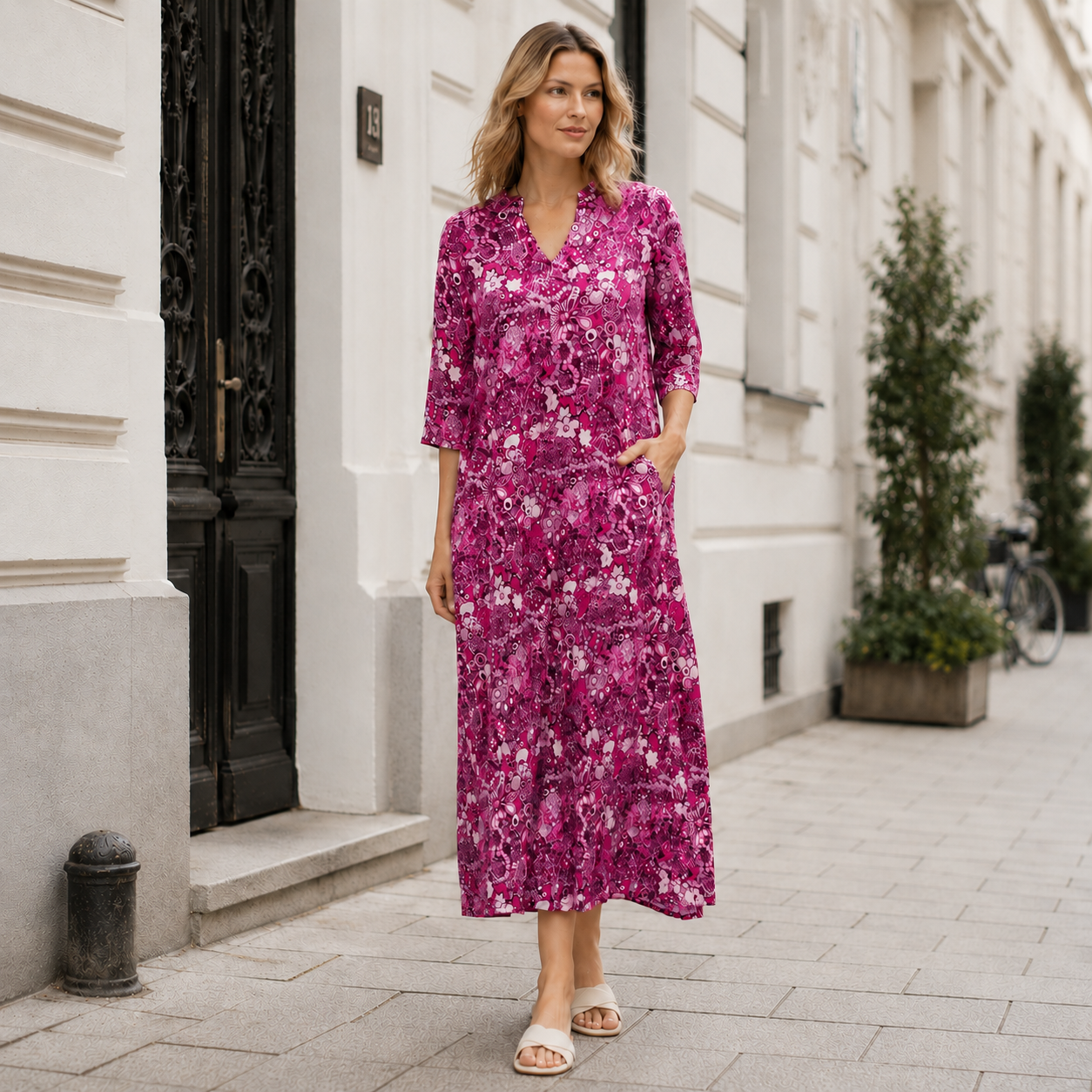 Letnia sukienka w kwiaty | Bawełna, luźny fason | Uniwersalna