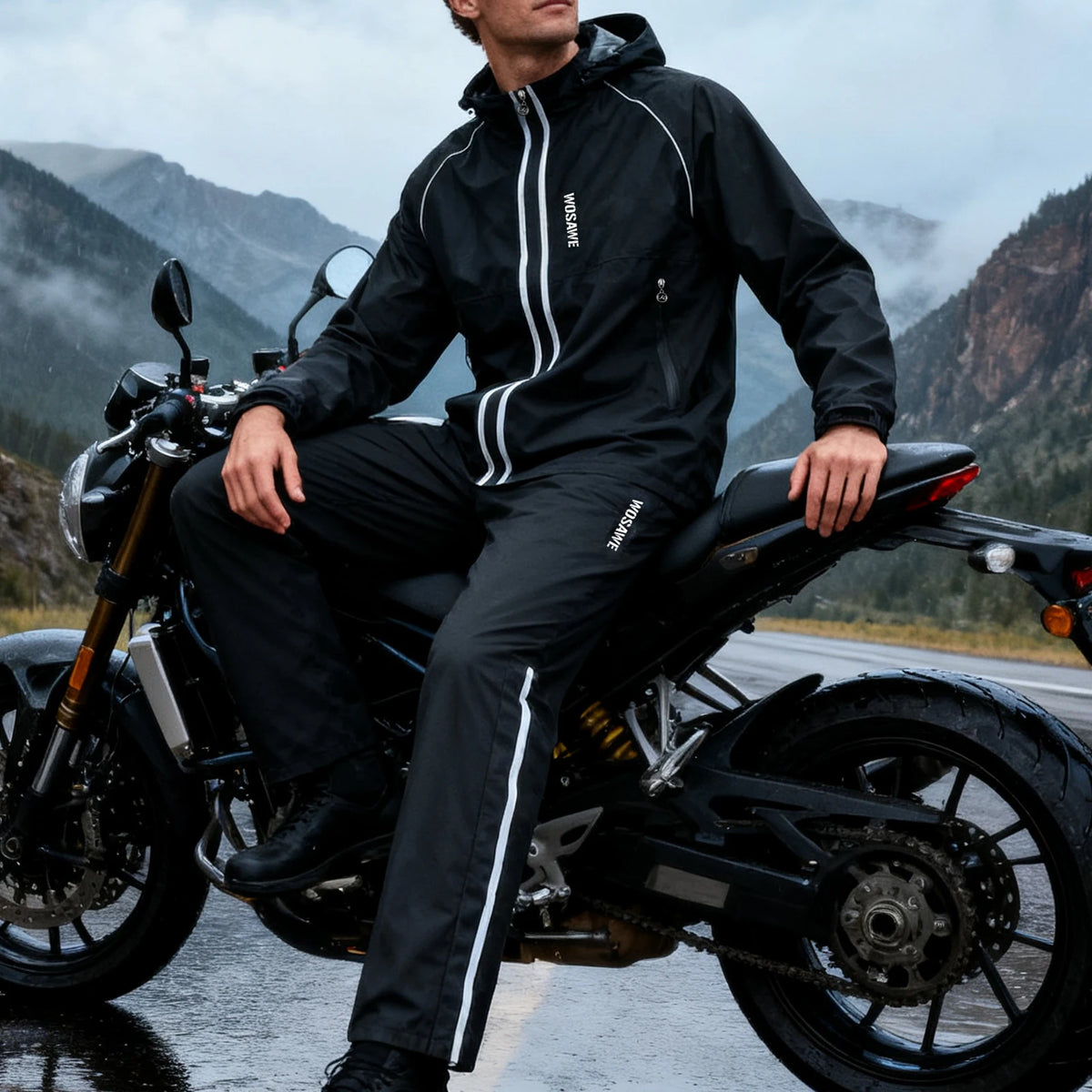 Unisex kurtka przeciwdeszczowa motocyklowa wodoodporna ze spodniami wiatroszczelna