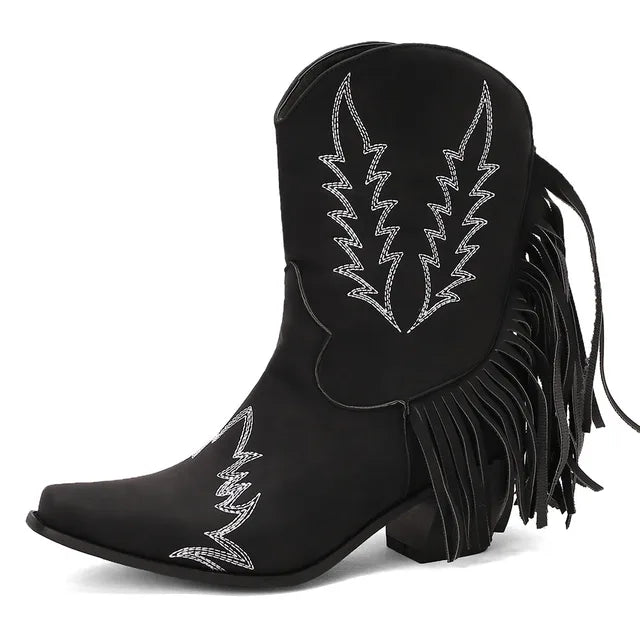 Buty Kowbojskie | Sztyblety z Frędzlami | Damskie