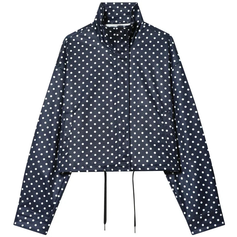 Kurtka Bombowa Damska | Oversize, w Paski | Długi Rękaw