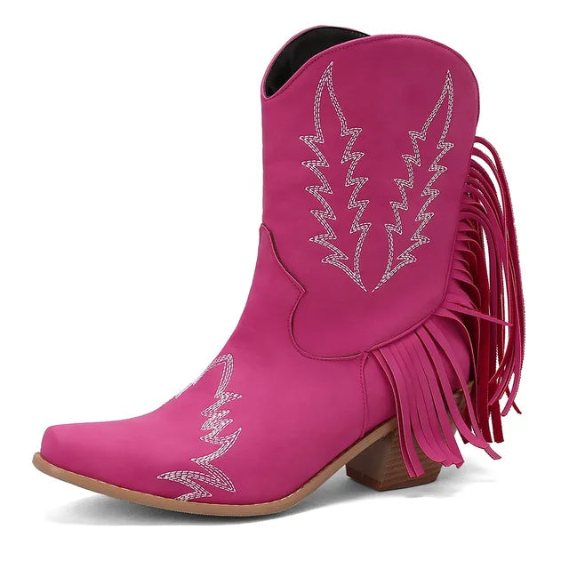 Buty Kowbojskie | Sztyblety z Frędzlami | Damskie