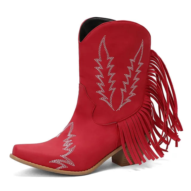 Buty Kowbojskie | Sztyblety z Frędzlami | Damskie