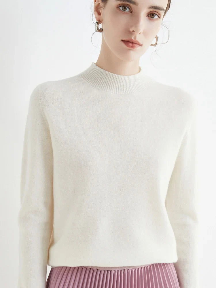 Damski sweter wełniany | Jesień zima, stójka jedwabna | Casual