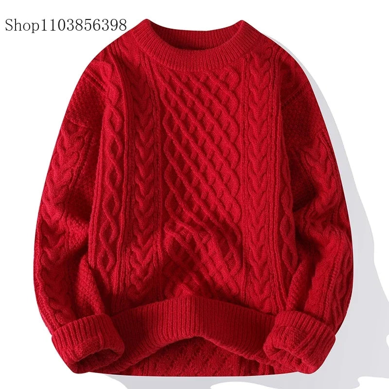 Sweter świąteczny męski | Dzianinowy, okrągły dekolt | Na Boże Narodzenie