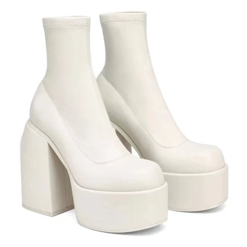 Buty Damskie | Skóra, Obcas Wysoki, Czubek Kwadratowy