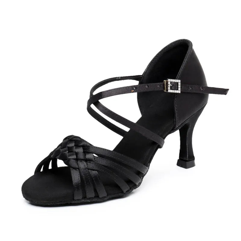 Buty do Tańca Łacińskiego | Damskie, z Cyrkoniami | Obcas 5,5 do 8,5 cm