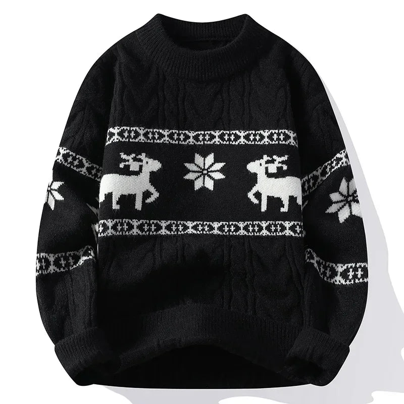 Sweter świąteczny unisex | Motyw renifera, okrągły dekolt | Na święta
