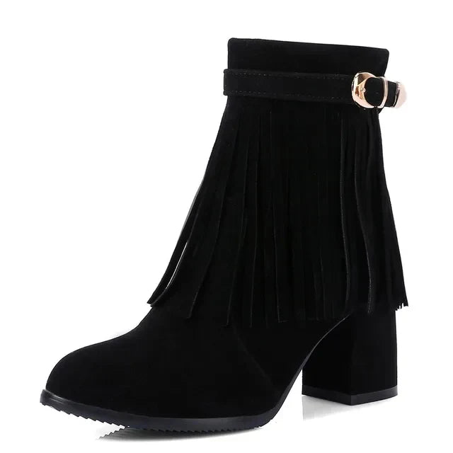 Buty Kowbojskie | Sztyblety z Frędzlami | Damskie