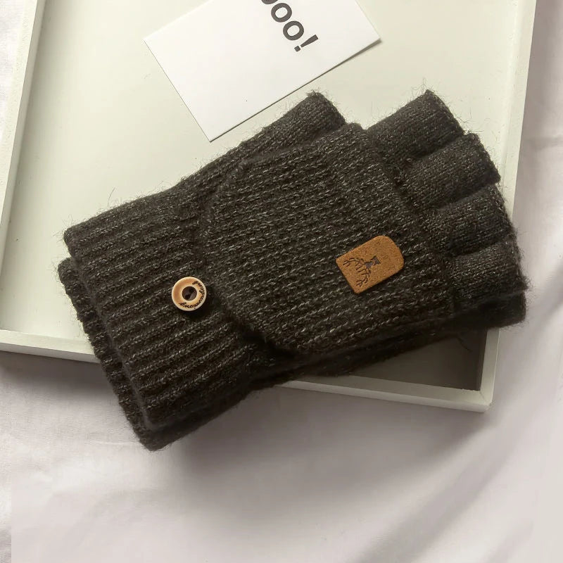 Zimowe rękawiczki dzianinowe bez palców z funkcją ekranu dotykowego unisex