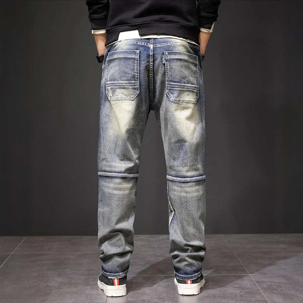 Męskie Jeansy Cargo Denim Prosty Fason
