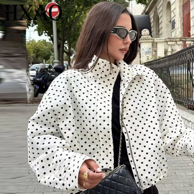 Kurtka Bombowa Damska | Oversize, w Paski | Długi Rękaw