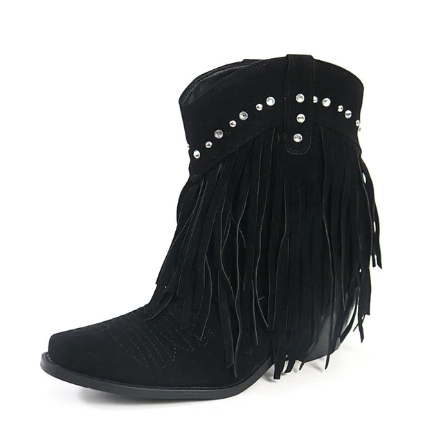Buty Kowbojskie | Sztyblety z Frędzlami | Damskie