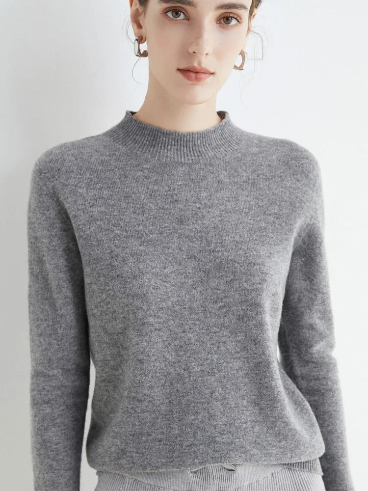 Damski sweter wełniany | Jesień zima, stójka jedwabna | Casual