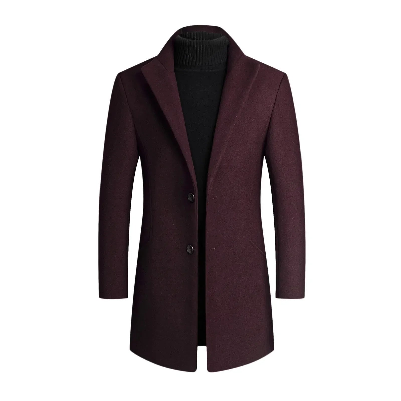 Męski długi płaszcz slim fit z klasycznym kołnierzem