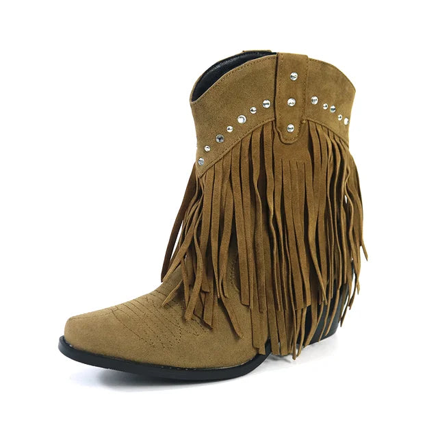 Buty Kowbojskie | Sztyblety z Frędzlami | Damskie