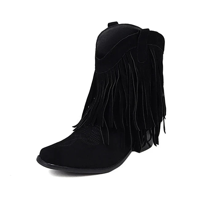 Buty Kowbojskie | Sztyblety z Frędzlami | Damskie