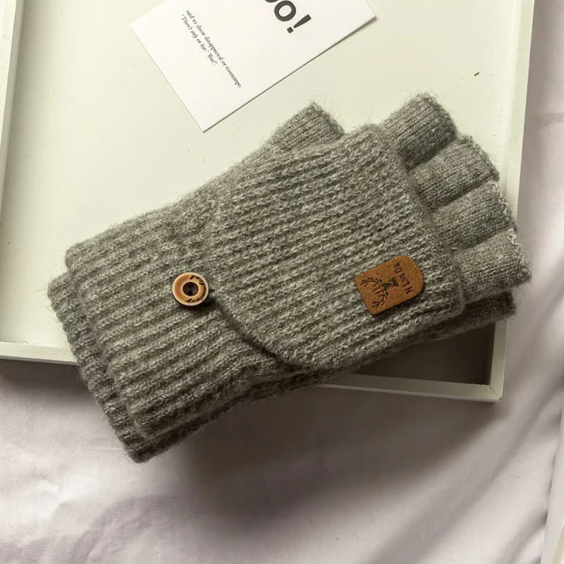 Zimowe rękawiczki dzianinowe bez palców z funkcją ekranu dotykowego unisex