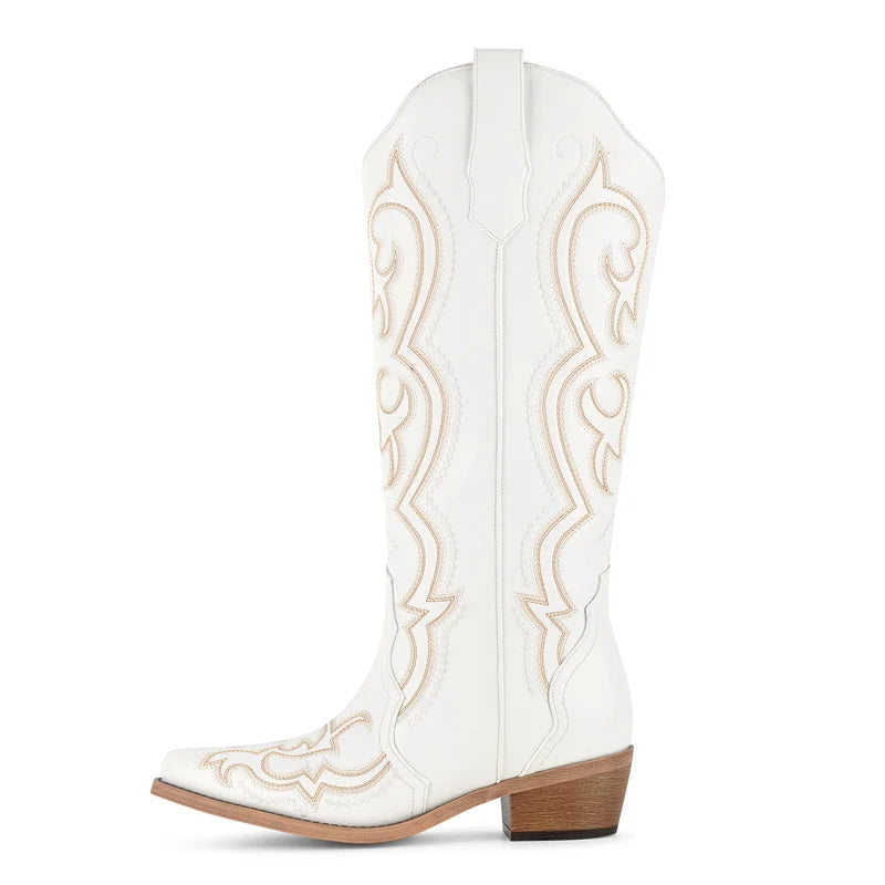 Buty Kowbojskie Damskie | Montowane do Kolan, Haft Zachodni, Obcas Gruby