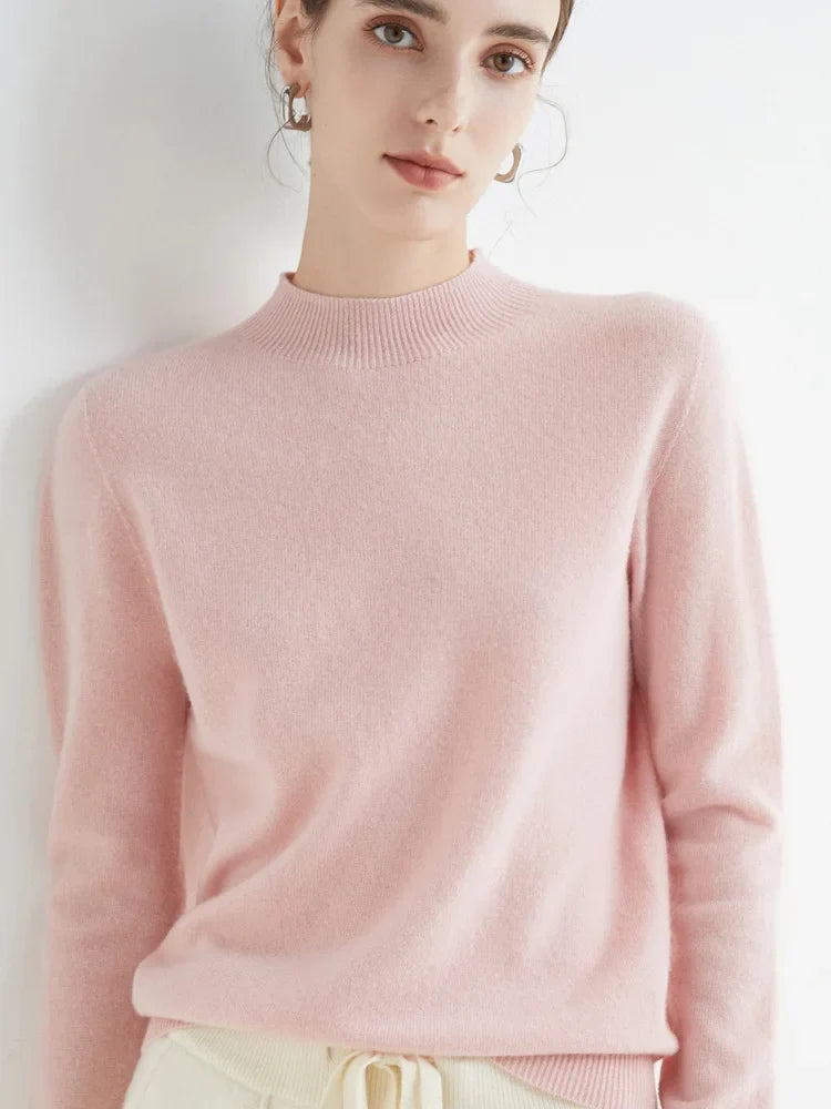 Damski sweter wełniany | Jesień zima, stójka jedwabna | Casual
