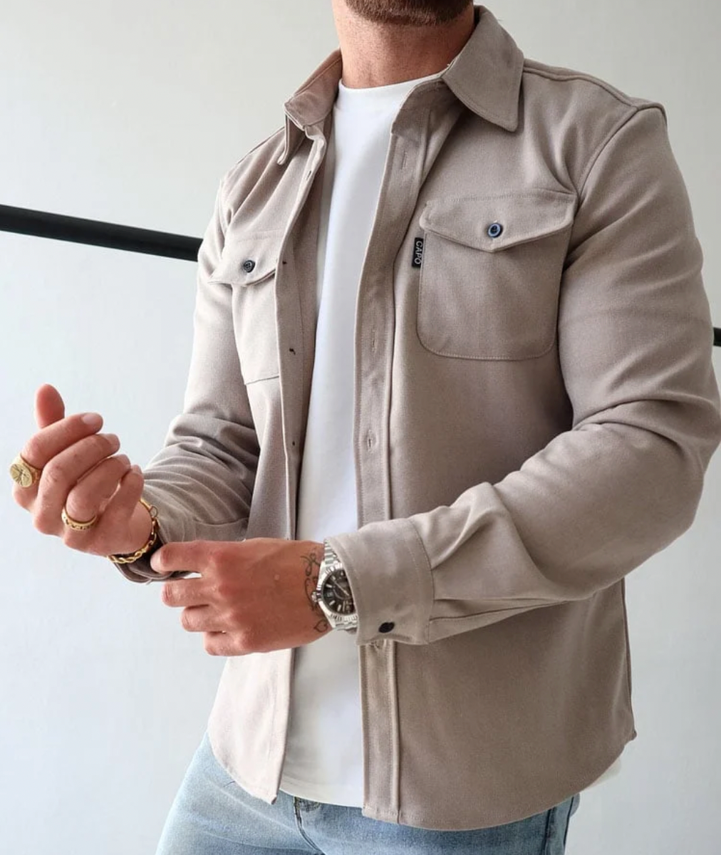Męska Koszula Oversize Kieszenie Piersiowe Regular Fit